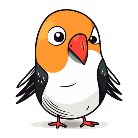 Vector illustration of a cute cartoon parrot on a white background.のイラスト素材