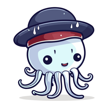 Jellyfish Octopus Cartoon Mascot Character Vector Illustrationのイラスト素材