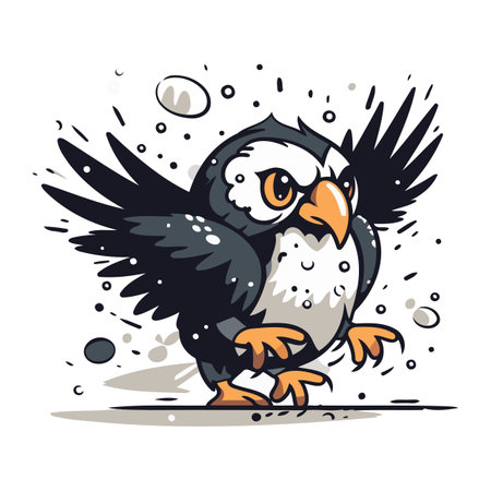 Cute cartoon crow. Vector illustration. Isolated on white background.のイラスト素材