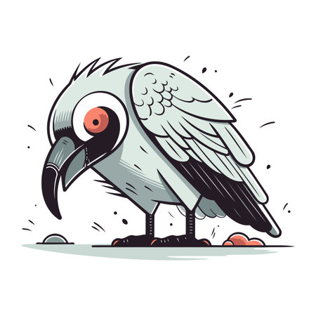 Cute crow. Hand drawn vector illustration isolated on white background.のイラスト素材