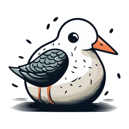 Vector illustration of a seagull on a white background. Cartoon style.のイラスト素材