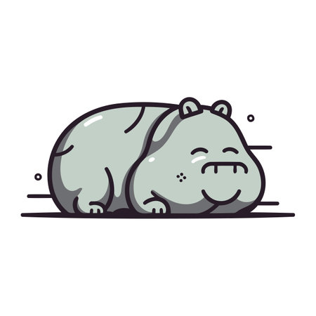 Cute hippopotamus. Vector illustration. Isolated on white background.のイラスト素材