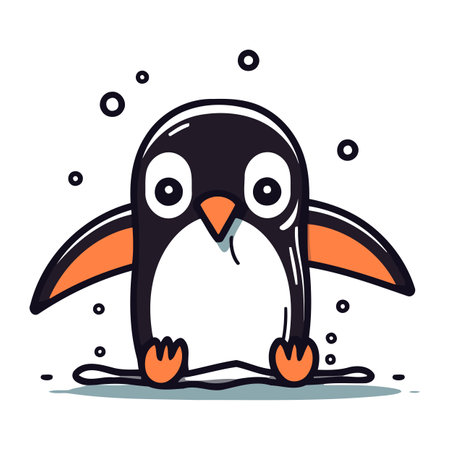 Cute penguin cartoon vector illustration. Cute cartoon penguin.のイラスト素材