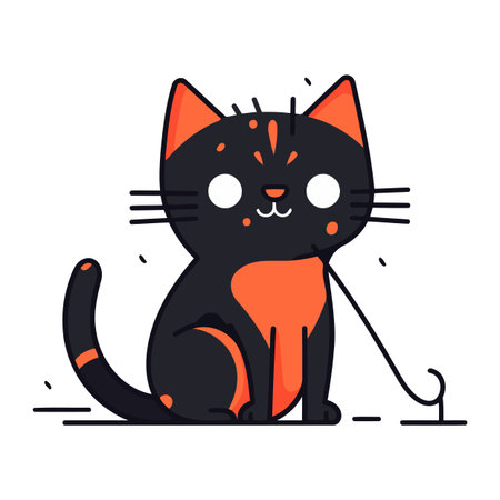 Cute cat. Vector illustration in doodle cartoon style.のイラスト素材