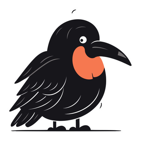 Cute cartoon crow. Vector illustration isolated on a white background.のイラスト素材