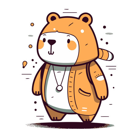 Cute cartoon beaver with stethoscope. Vector illustration.のイラスト素材