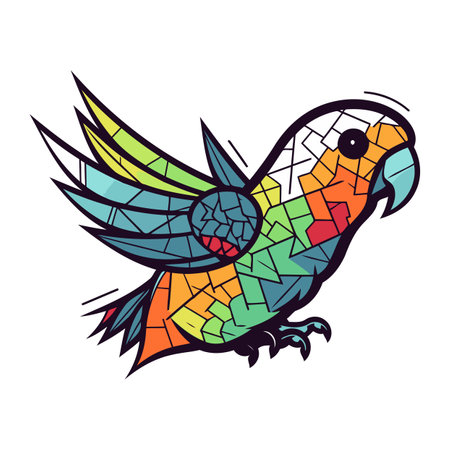 Parrot in the style of stained glass on a white background.のイラスト素材