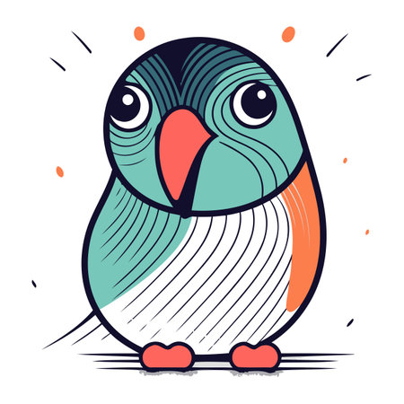 Cute cartoon penguin. Vector illustration. Isolated on white background.のイラスト素材