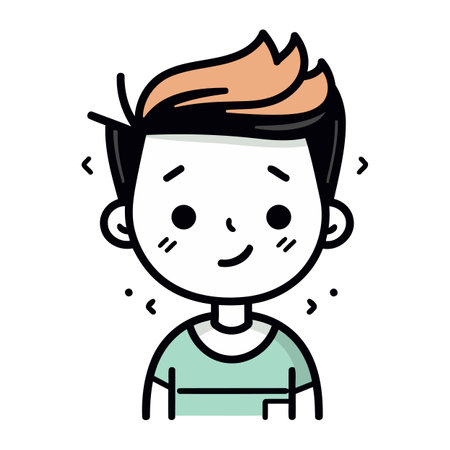 Illustration of a Cute Boy Wearing a T shirtのイラスト素材