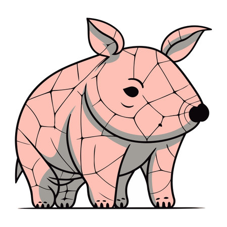 Cute cartoon rhinoceros isolated on white background. Vector illustration.のイラスト素材