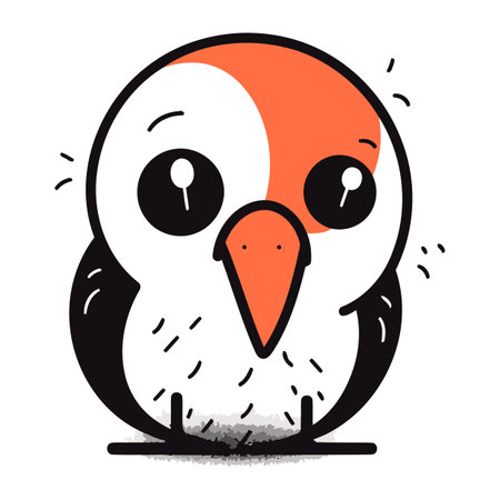 Cute cartoon penguin. Vector illustration. Isolated on white background.のイラスト素材