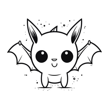 Cute cartoon bat isolated on a white background. Vector illustration.のイラスト素材