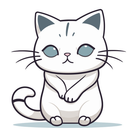 Cute cartoon cat. Vector illustration isolated on a white background.のイラスト素材