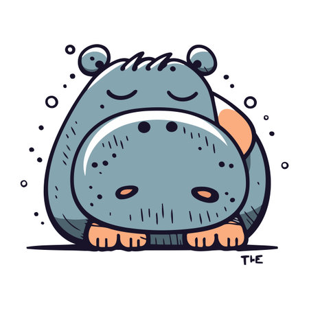 Cute hippopotamus. Vector illustration of a cartoon hippo.