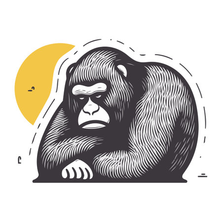 Gorilla vector illustration. Hand drawn Gorilla isolated on white background.のイラスト素材