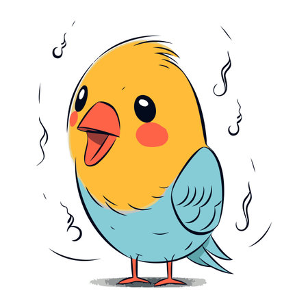 Cute cartoon parrot isolated on white background. Vector illustration.