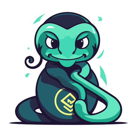 Cute cartoon snake. Vector illustration isolated on a white background.のイラスト素材