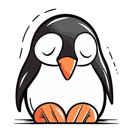 Penguin cartoon. Vector illustration isolated on a white background.のイラスト素材