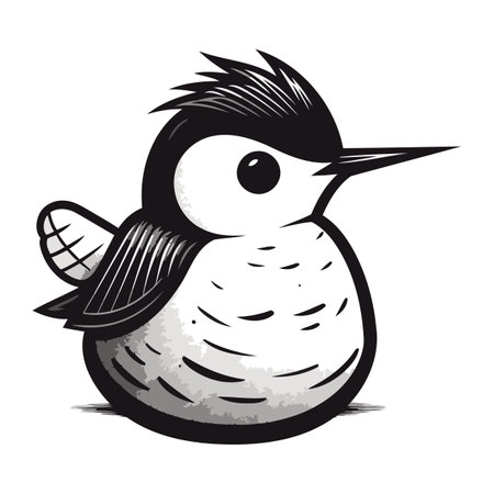 Vector illustration of a cute cartoon sparrow on a white background.のイラスト素材