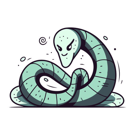 Cute cartoon snake. Vector illustration isolated on a white background.