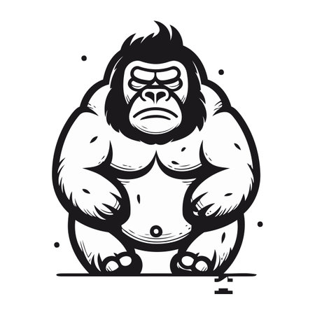 Vector illustration of a gorilla mascot character. Isolated on white background.のイラスト素材