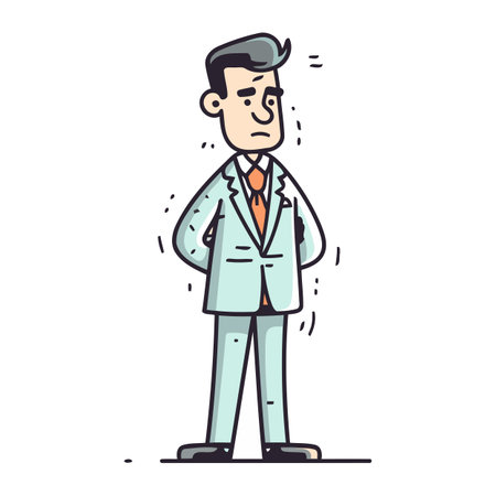 Businessman feeling sad. Vector illustration in doodle style.のイラスト素材