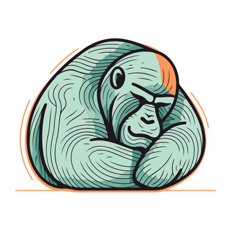 Gorilla. Hand drawn vector illustration. Isolated on white background.のイラスト素材