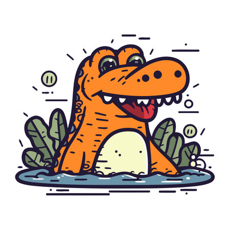 Cartoon crocodile in the water. Vector illustration for your designのイラスト素材