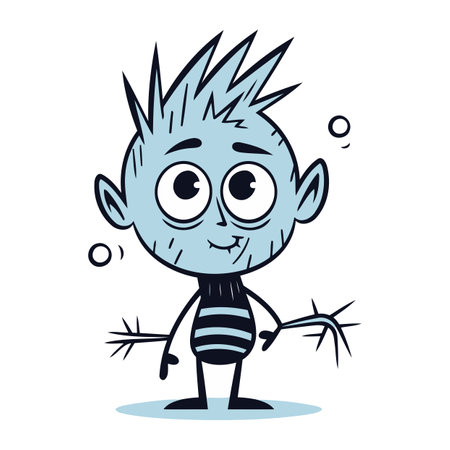 Funny cartoon alien. Vector illustration of a cute alien creature.のイラスト素材