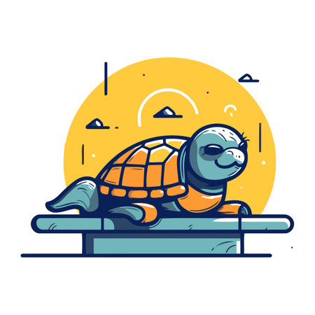 Turtle icon. Vector illustration of sea turtle in flat style.のイラスト素材