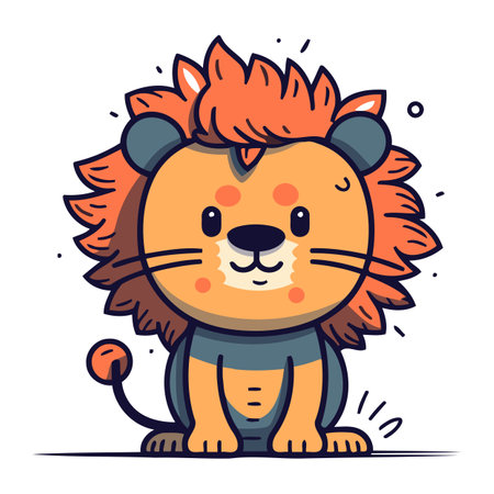 Cute lion character. Vector illustration in flat cartoon style. Isolated on white background.のイラスト素材