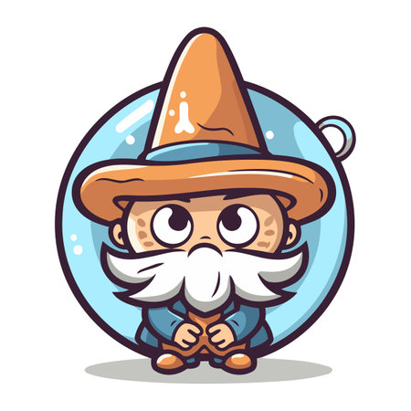 Wizard character cartoon style. Vector illustration isolated on white background.のイラスト素材
