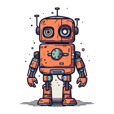 Vector illustration of cartoon robot. Isolated on a white background.のイラスト素材