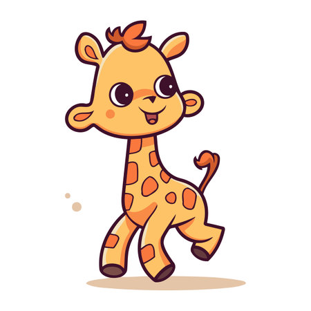 Cute cartoon giraffe. Vector illustration isolated on white background.のイラスト素材