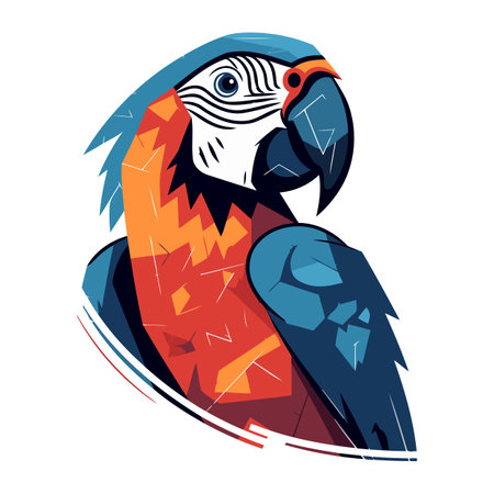 Parrot vector illustration isolated on white background. Colorful parrot icon.のイラスト素材