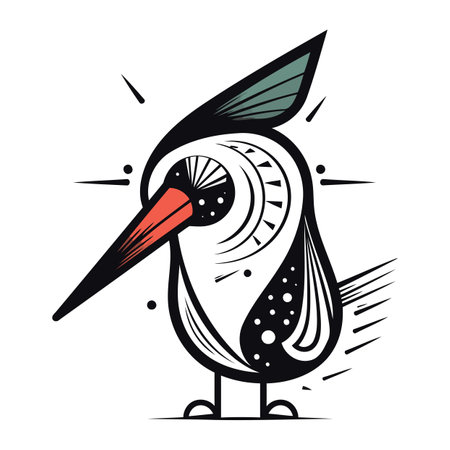 Pelican bird on white background. Vector illustration in cartoon style.のイラスト素材