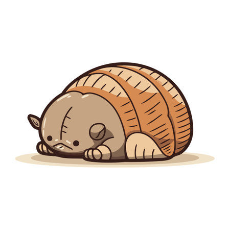 Cute little tortoise sleeping. Vector illustration in cartoon style.のイラスト素材