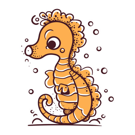 Cute cartoon seahorse on white background. Vector illustration.のイラスト素材