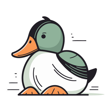 Cartoon duck. Vector illustration of a cute duck isolated on white background.のイラスト素材