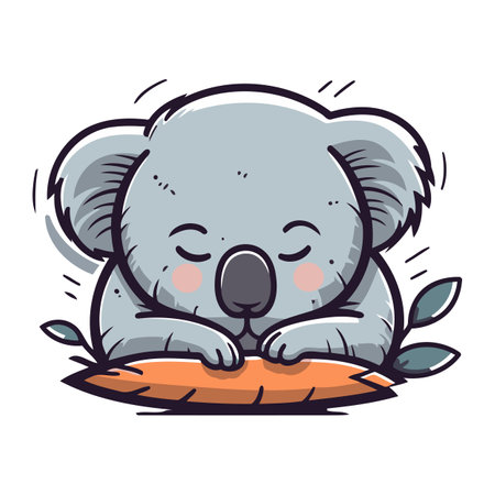Cute koala sleeping on a log. Vector cartoon illustration.のイラスト素材