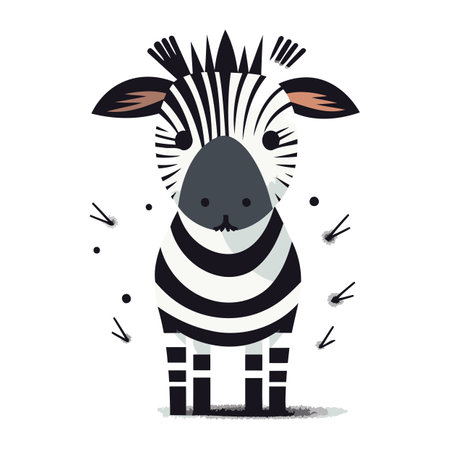 Cute zebra on a white background. Vector cartoon illustration.のイラスト素材