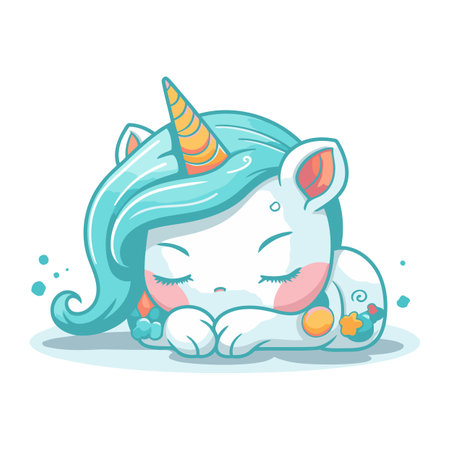 Cute cartoon unicorn isolated on a white background. Vector illustration.のイラスト素材