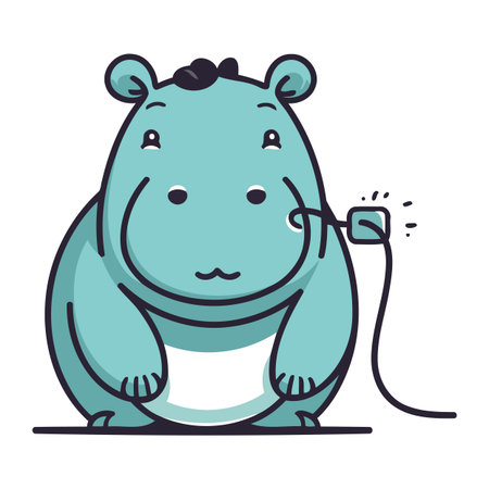 Hippopotamus with a stethoscope. Vector illustration.のイラスト素材