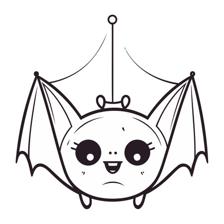 cute bat flying kawaii character icon vector illustration designiconのイラスト素材