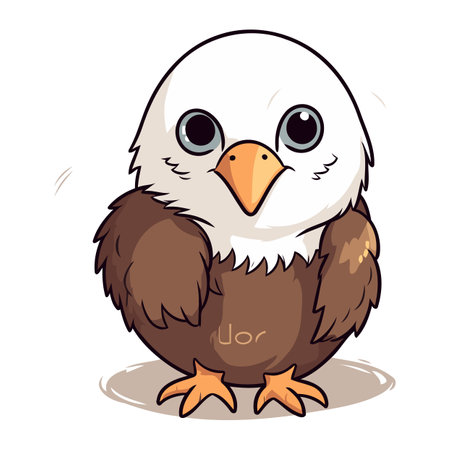 Vector illustration of a cute cartoon bald eagle isolated on white background.のイラスト素材