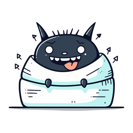 Cartoon cute sleeping cat. Vector illustration. Cute character.のイラスト素材