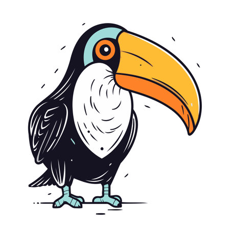 Toucan bird vector illustration. Hand drawn doodle toucan.のイラスト素材