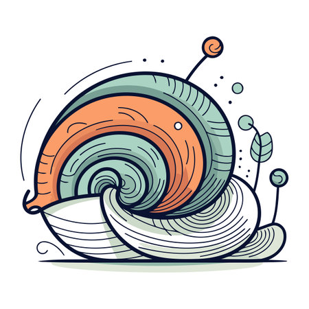 Cartoon snail. Coloring book for adults. Vector illustration.のイラスト素材