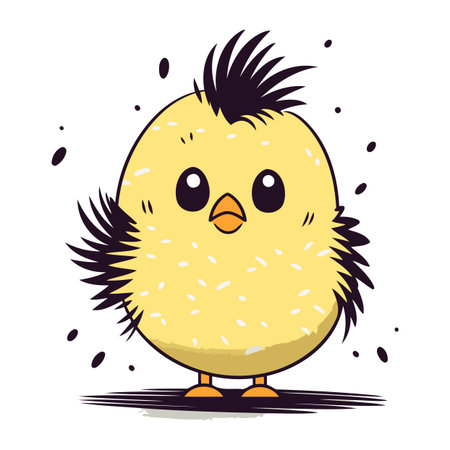 Cute cartoon chick. Vector illustration isolated on a white background.のイラスト素材