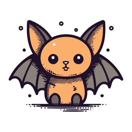 Cute cartoon bat isolated on a white background. Vector illustration.のイラスト素材